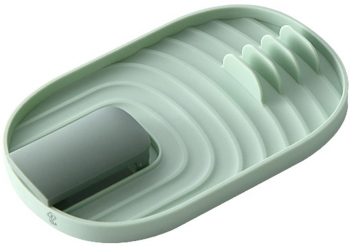 Uscator pentru tacamuri si capace Zola® cu 5 spatii din plastic verde 18x11.5x2.5 cm 