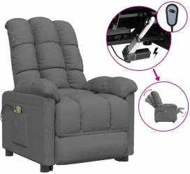 vidaXL Fotoliu de masaj electric rabatabil gri inchis textil 