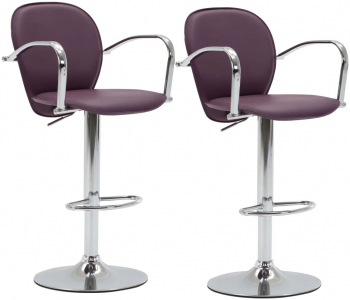 vidaXL Scaune de bar cu brate 2 buc. violet piele ecologica 