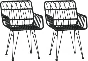 vidaXL Scaune de gradina cu cotiere 2 buc. negru 56x64x80 cm ratan PE 