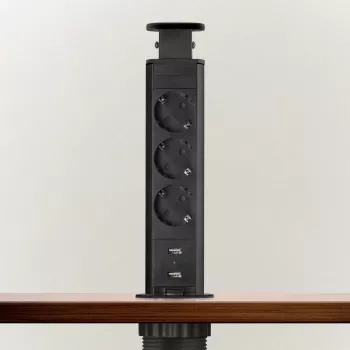 Distribuitor electric ascuns - 3 prize - negru mat - Delight 