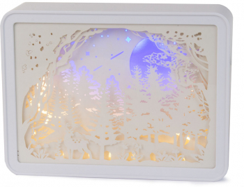 Lampa decorativa de noptiera Zola® cu decupaje din hartie 3D iluminare de fundal alimentare retea/baterii dreptunghiulara 15x20x5 