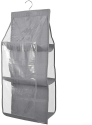 Organizator multifunctionale 3 in 1 Zola® suspendat 6 compartimente pentru genti haine jucarii 36x18 cm gri 