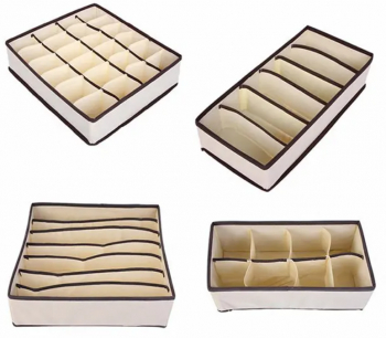Set 4 organizatoare pentru sertare Zola® modele diferite crem inaltime 10 cm 