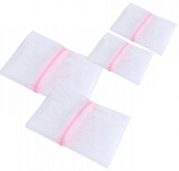 Set 4 saculeti pentru spalarea lenjeriilor intime Zola® din plasa cu fermoar albi