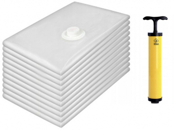 Set saci pentru vidat haine Zola® 10 bucati marimi 50x70cm transparent pompa de vidat inclusa cleme de inchidere 