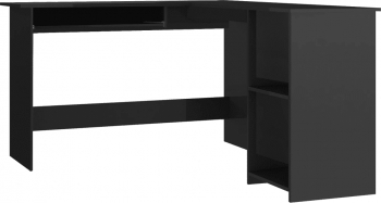 vidaXL Birou de colt in forma de L negru extralucios 120x140x75 cm PAL 