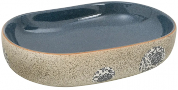 vidaXL Lavoar de blat nisipiu si albastru 59x40x14 cm ceramica oval 