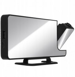 Ceas de masa cu alarma si proiector Zola digital stil oglinda luminare continua prin alimentare USB Type-C 18.5x7.5x4 cm