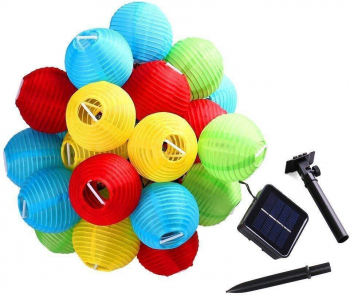Ghirlanda solara Zola 10 lampioane chinezesti multicolore 3 m IP44 2 moduri de iluminare 