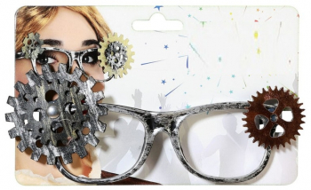 Ochelari metalici Trendy Vibes cu design unisex Steampunk si detalii din piele ecologica Negru-auriu 