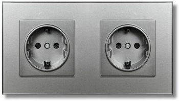 Priza dubla cu rama din sticla securizata iUni WS2 16A Silver 