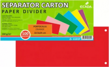 Set 100 Separatoare Carton Ecada pentru Documente 10x5x24 cm 160 g/m and sup2 Rosii 