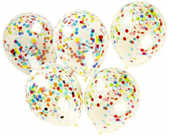 Set 5 baloane din latex Zola® umplute cu confetii 33 cm transparent 