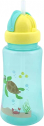 Sticla Lorelli Baby Care cu pai din silicon inchidere ermetica model Lumea subacvatica 330 ml Green