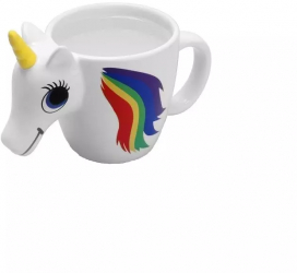Cana termosensibila 3D model unicorn 300 ml Gonga® Alb 