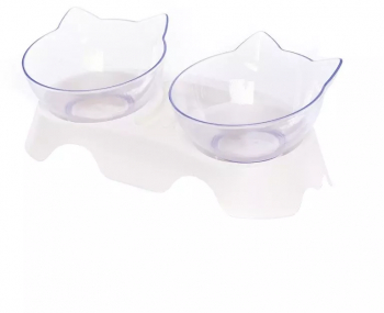 Castron dublu pentru animale de companie transparent Gonga® Transparent 