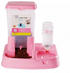 Dispenser de mancare 5L si apa 0 5L pentru animale Gonga® Roz 