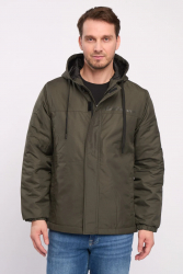 Jacheta barbat subtire cu gluga Marime L Culoare KHAKI LEE COOPER 
