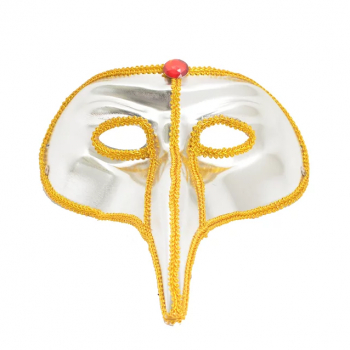 Masca carnaval venetian model Casanova Alb/Galben 