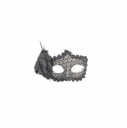 Masca carnaval venetian pentru ochi cu trandafir si dantela Gonga® Negru 