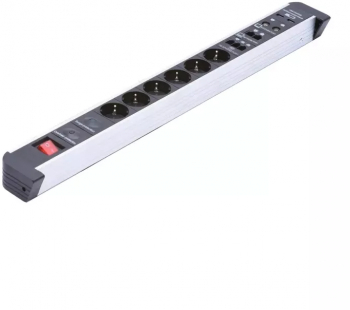 Prelungitor multifunctional cu 6 prize 2 porturi USB si diverse interfete Gonga® Alb 
