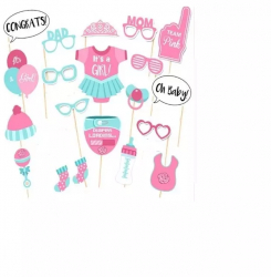 Set 25 piese propsuri pentru poze model baby shower Gonga® Roz 