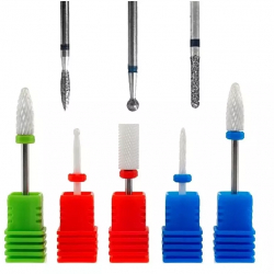 Set de 8 freze conice 5 ceramice si 3 diamantate pentru unghii Gonga® Multicolor 