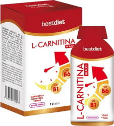 Supliment alimentar pe baza de L-carnitina pentru metabolismul energetic cu aroma de capsuni Best Diet L-carnitina diet 12 batoane 