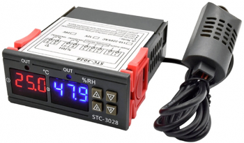 Termostat pentru Temperatura si Umiditate cu 2 Canale si Afisaj LED Putere Maxima Suportata de 2500W 