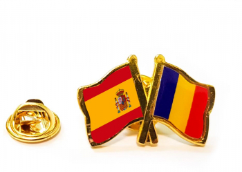 Insigna pin steag Romania si Spania 