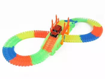Circuit auto Glow In The Dark 137 piese lungime 153 cm