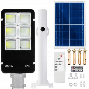 Lampa stradala cu LED solar Zola® telecomanda 600W ip66 rezistenta la conditii meteorologice culoare lumina alb-rece 6500k 