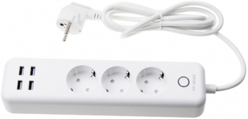 Prelungitor WiFi smart Zola® smart home 4 porturi USB 3 prize lungime cablu 1.7 m alb 