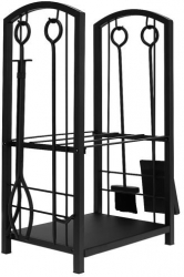 Set 4 accesorii pentru semineu Zola® cu suport metalic negru 30x40x73 cm 