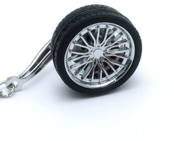 Breloc metalic anticoroziv model roata auto Argintiu 