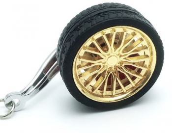 Breloc metalic anticoroziv model roata auto Auriu 
