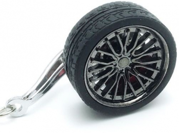 Breloc metalic anticoroziv model roata auto Negru 