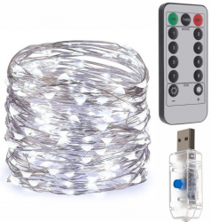 Instalatie luminoasa de Craciun cu Telecomanda si Temporizator 300 LED-uri Alimentare USB 8 Moduri de Iluminare Rezistenta l 