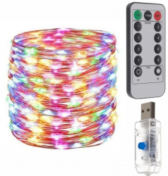 Instalatie luminoasa de Craciun cu Telecomanda si Temporizator 300 LED-uri Alimentare USB 8 Moduri de Iluminare Rezistenta l 