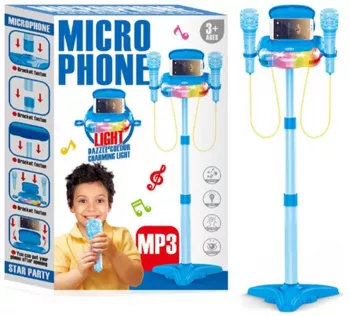 Microfon dublu cu baterii si suport pentru baieti 