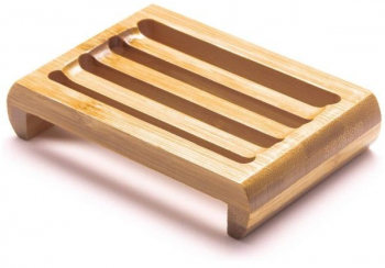 Sapuniera din lemn natural Bambus anti-derapanta drenaj apa 10.9 x 7.5 cm Maro 