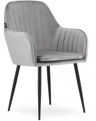 Scaun stil fotoliu bucatarie/living Artool Lugo catifea metal argintiu si negru 57.5x56.5x86.5 cm 