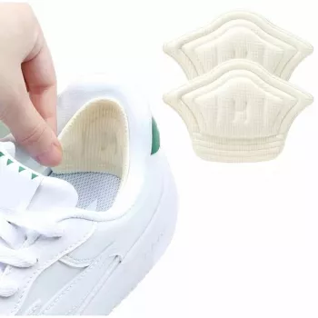 Set 10 buc. 5 seturi de pernite protectie calcaie pentru incaltaminte autoadezive din spuma moale si material textil culoar 