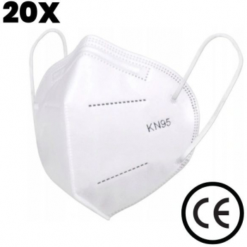 Set 20 buc Masca de protectie KN95 cu 5 straturi CE0598 FFP2 certificate CE Alb 