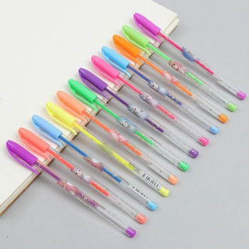 Set 36 pixuri parfumate cu gel si sclipici Grosime scris 1 mm Multicolor 