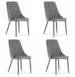 Set 4 scaune bucatarie/living Artool Imola catifea metal gri 48.5x61x93.5 cm 