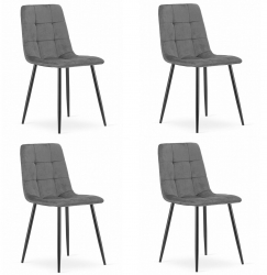 Set 4 scaune bucatarie/living Artool Kara catifea metal gri si negru 44.5x50.5x87 cm 