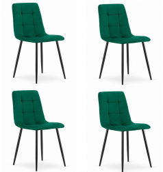 Set 4 scaune bucatarie/living Artool Kara catifea metal verde si negru 44.5x50.5x87 cm 