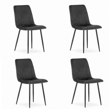 Set 4 scaune bucatarie/living Artool Lava catifea metal negru 43x51x90 cm 
